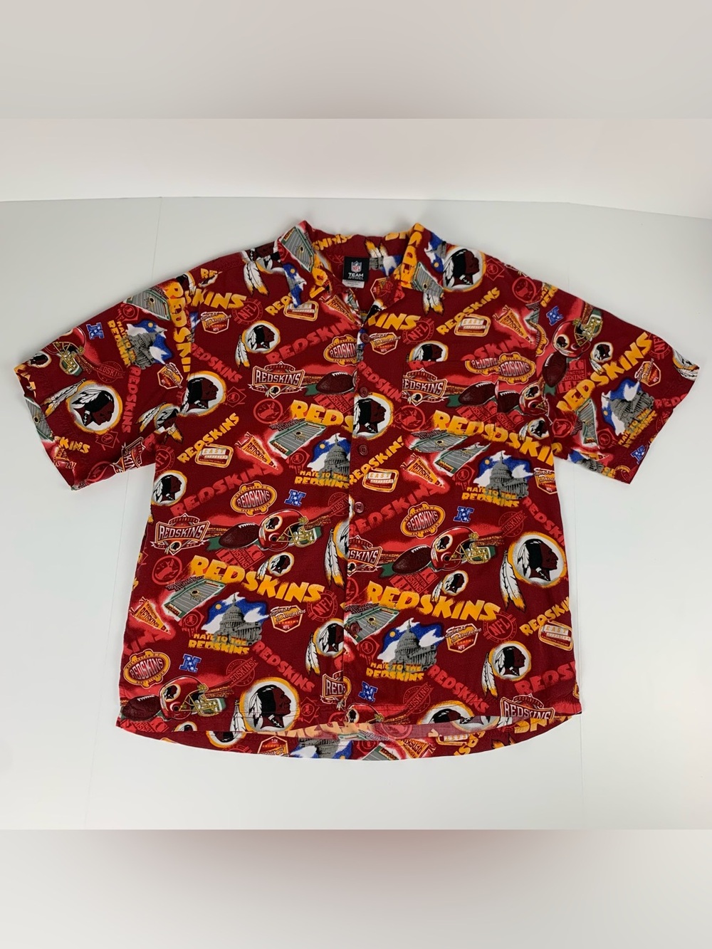 Vintage Y2k Washington Redskins NFL Hawaiian Shirt Commanders Mens Size Large